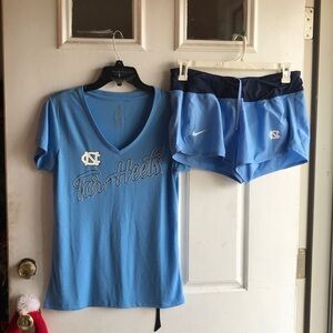 Carolina Nike shorts and colosseum top